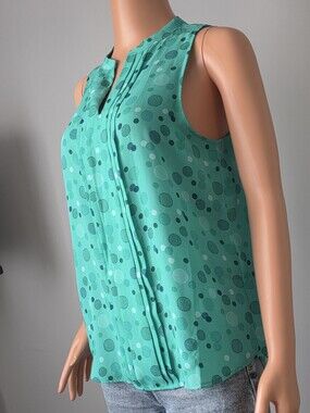 Green Sleeveless Polka Dot Women's Top